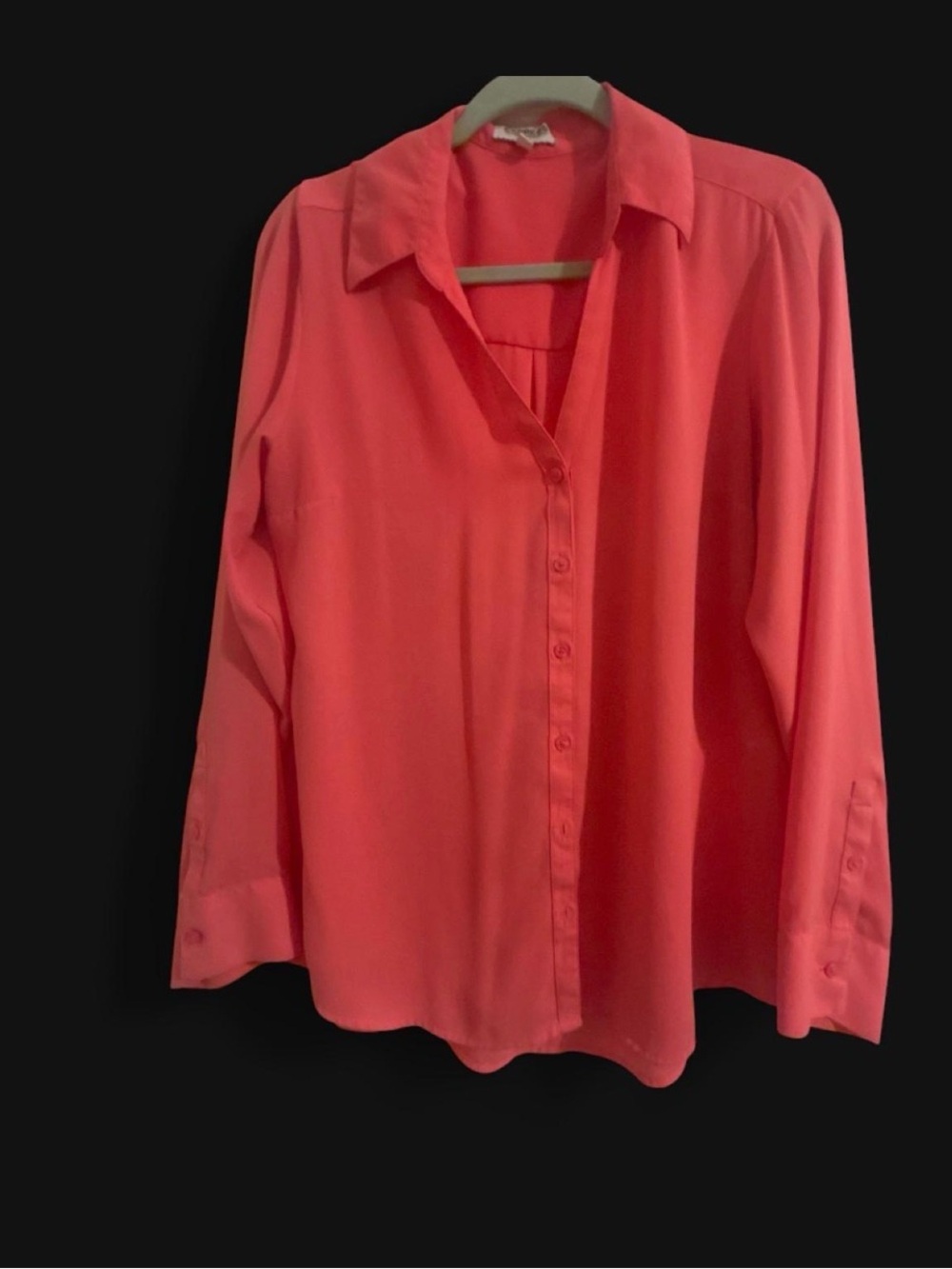 Express Coral-Red Button-Front Blouse